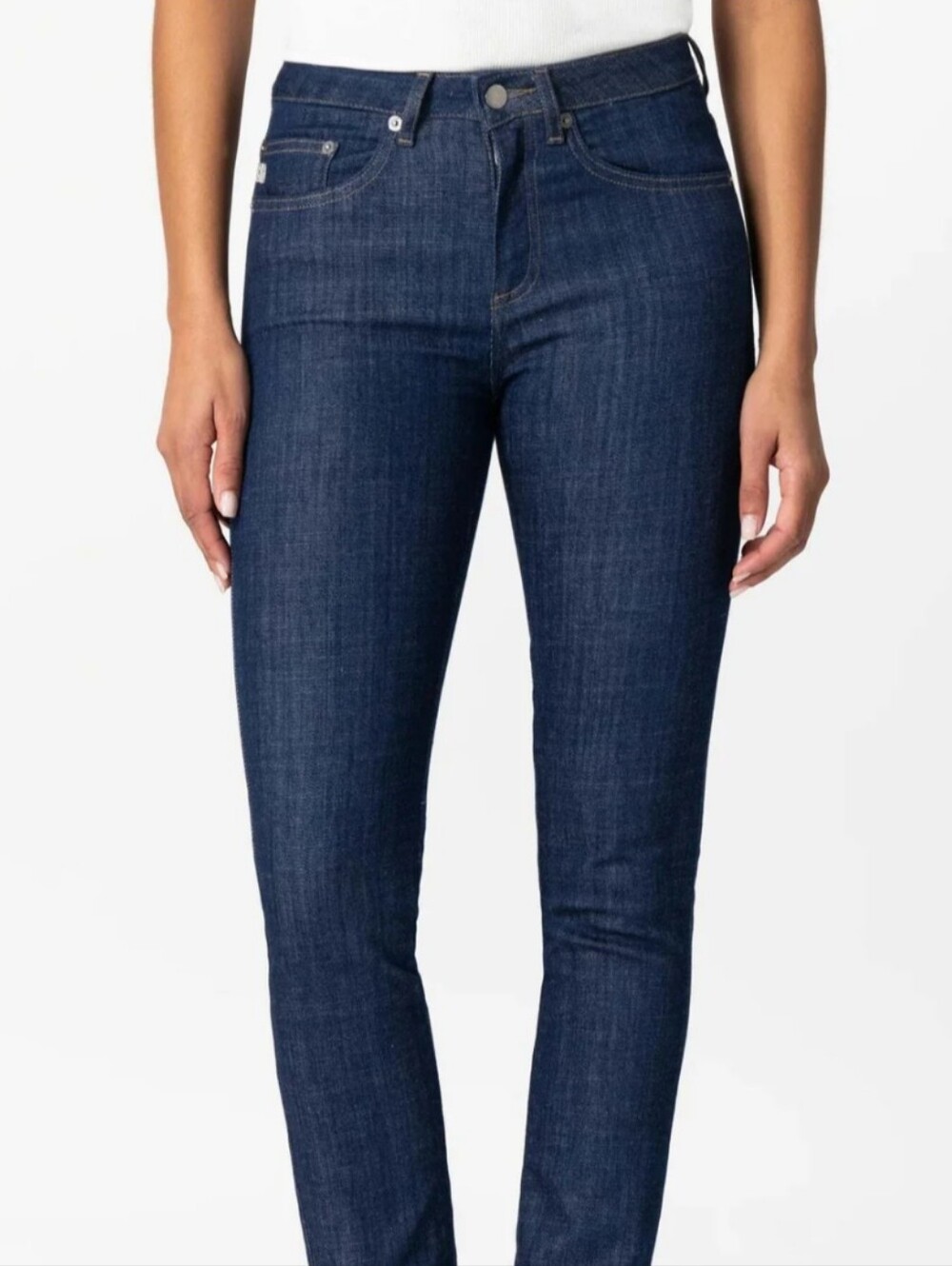 MUD JEANS | Women's Shiny Raw Mid-Rise Faye Straight Leg Jeans